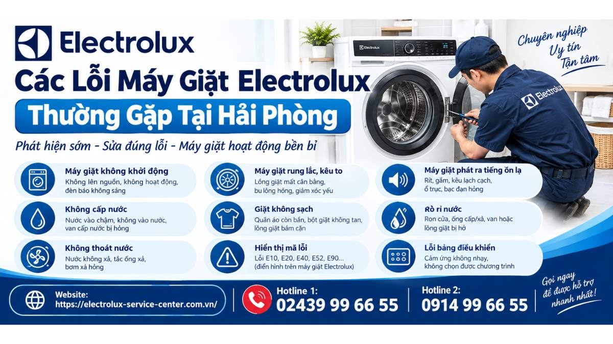 Các lỗi máy giặt Electrolux thường gặp tại Hải Phòng Website: https://electrolux-service-center.com.vn/