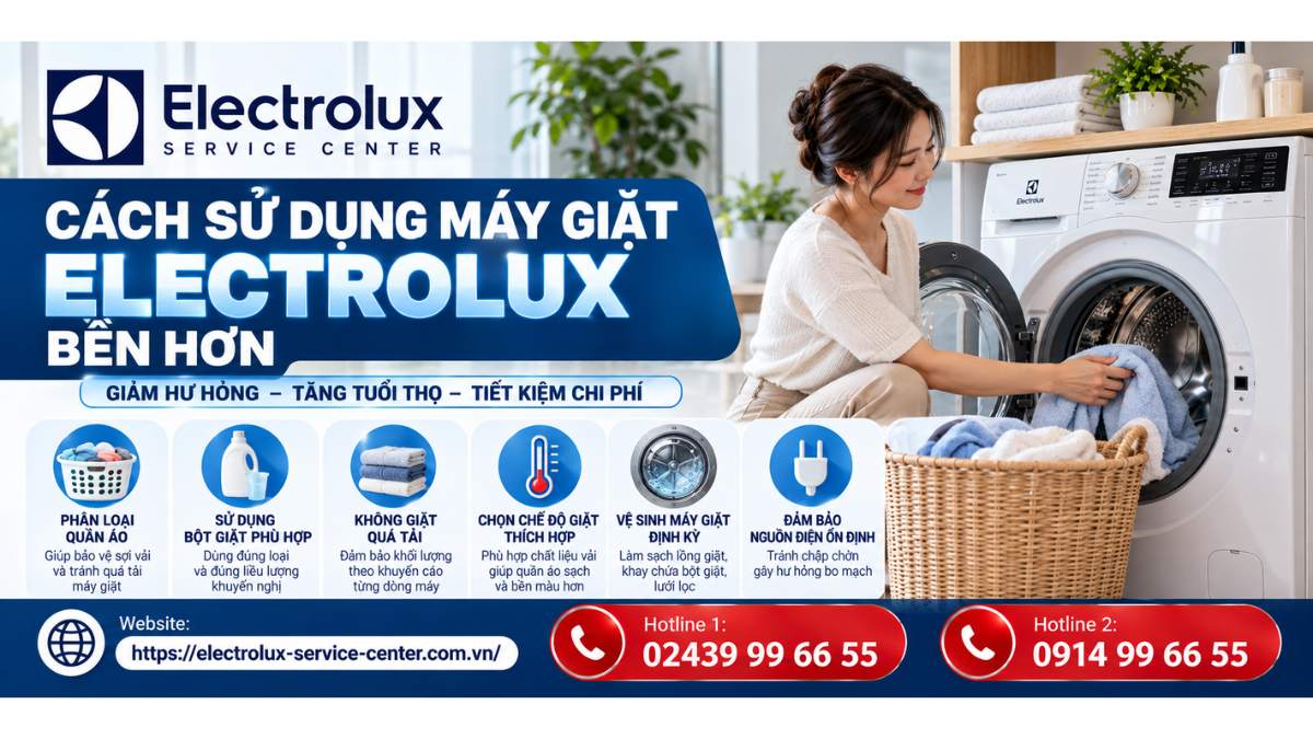Cách sử dụng máy giặt Electrolux bền hơn Website: https://electrolux-service-center.com.vn/