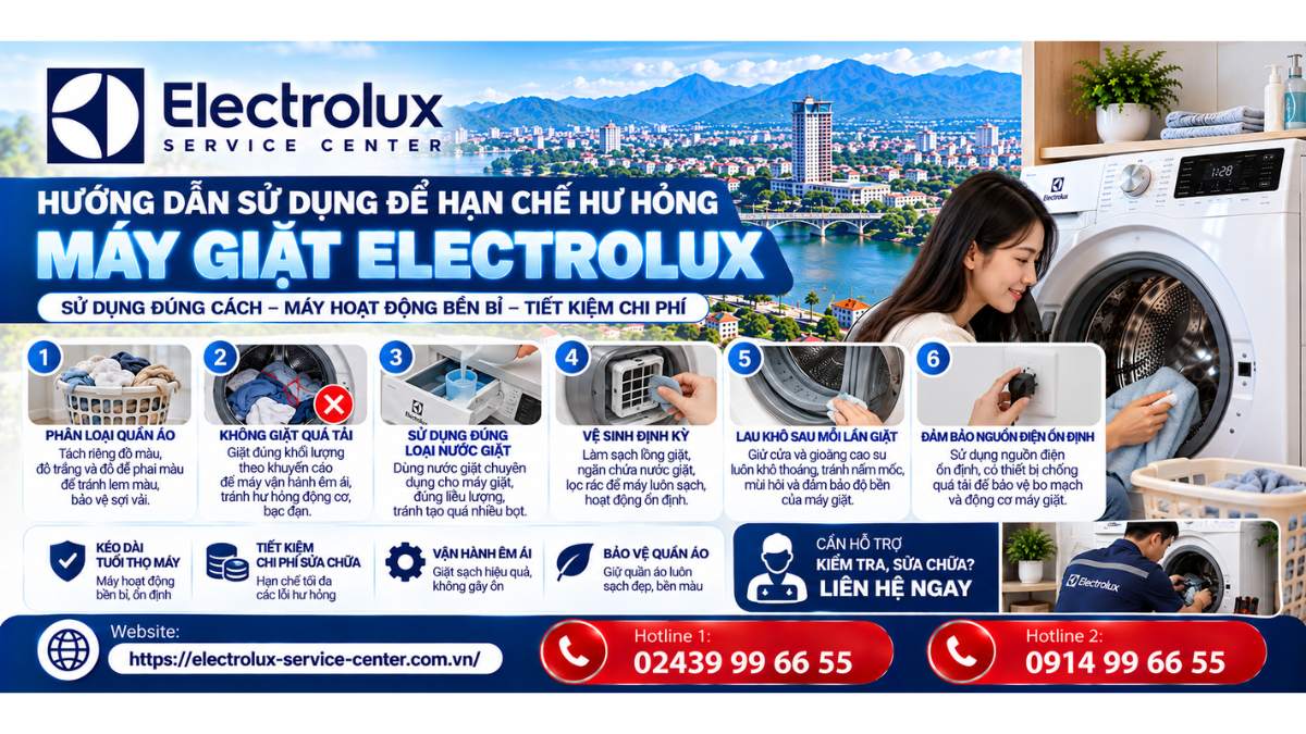Hướng Dẫn Sử Dụng Để Hạn Chế Hư Hỏng Máy Giặt Electrolux Website: https://electrolux-service-center.com.vn/