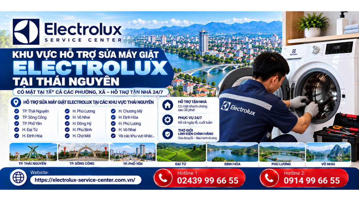 Khu Vực Hỗ Trợ Sửa Máy Giặt Electrolux Tại Thái Nguyên Website: https://electrolux-service-center.com.vn/