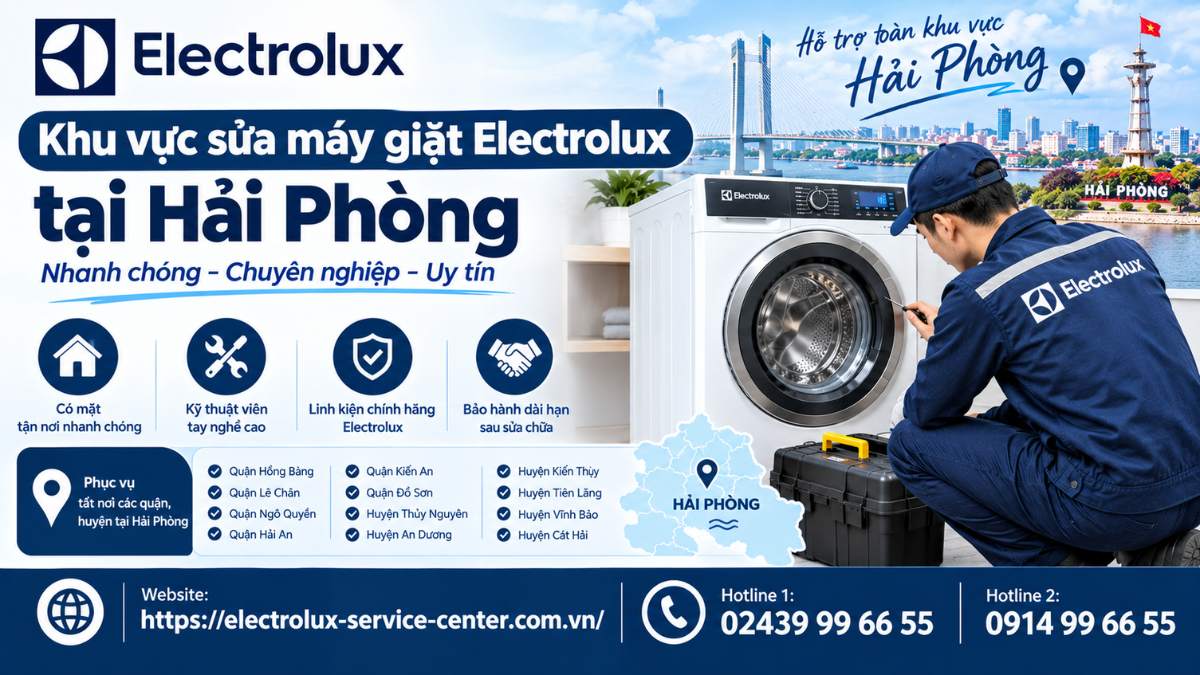 Khu vực sửa máy giặt Electrolux tại Hải Phòng Website: https://electrolux-service-center.com.vn/