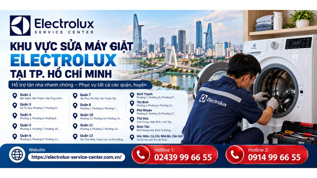 Khu vực sửa máy giặt Electrolux tại TP. Hồ Chí Minh Website: https://electrolux-service-center.com.vn/