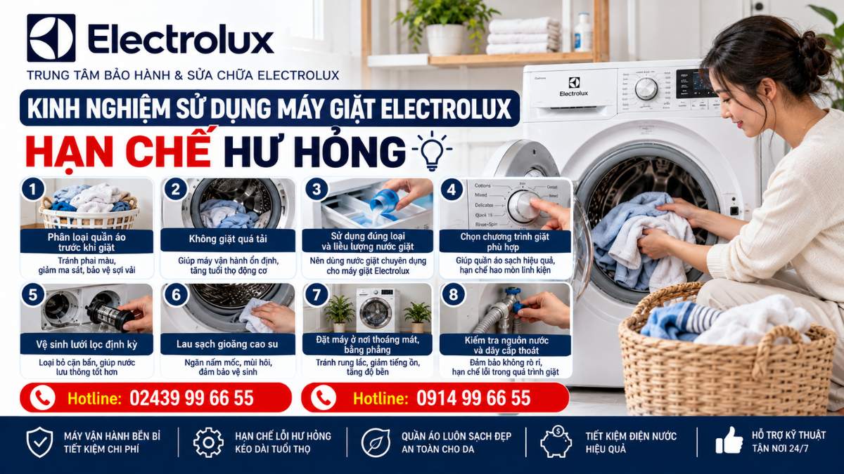 Kinh nghiệm sử dụng máy giặt Electrolux hạn chế hư hỏng Website: https://electrolux-service-center.com.vn/