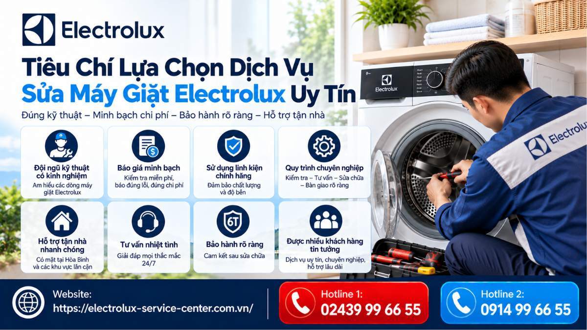 Liên hệ sửa máy giặt Electrolux tại Hòa Bình Website: https://electrolux-service-center.com.vn/
