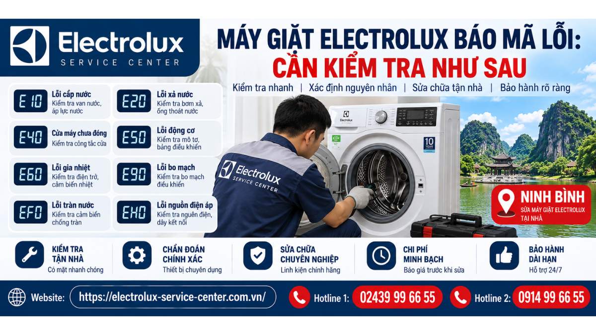 Máy Giặt Electrolux Báo Mã Lỗi: Cần Kiểm Tra Như Sau Website: https://electrolux-service-center.com.vn/
