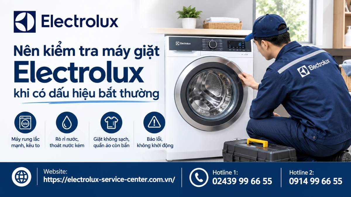 Nên kiểm tra máy giặt Electrolux khi có dấu hiệu bất thường Website: https://electrolux-service-center.com.vn/