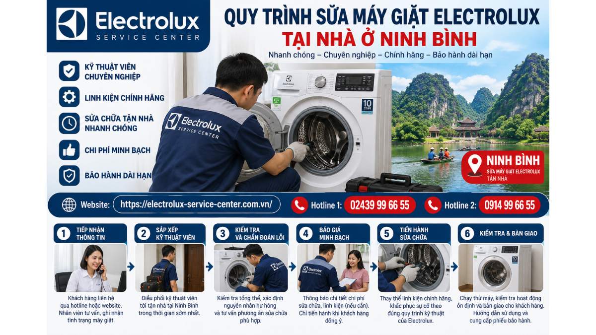 Quy Trình Sửa Máy Giặt Electrolux Tại Nhà Ở Ninh Bình Website: https://electrolux-service-center.com.vn/