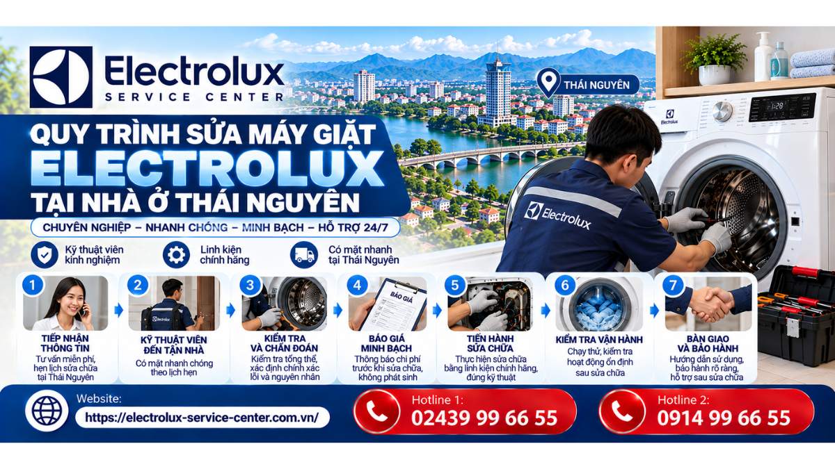 Quy Trình Sửa Máy Giặt Electrolux Tại Nhà Ở Thái Nguyên Website: https://electrolux-service-center.com.vn/