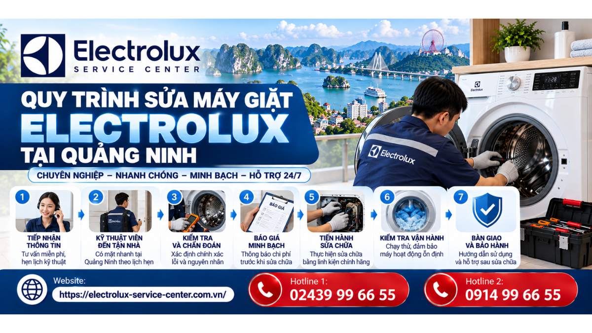 Quy trình sửa máy giặt Electrolux tại Quảng Ninh Website: https://electrolux-service-center.com.vn/