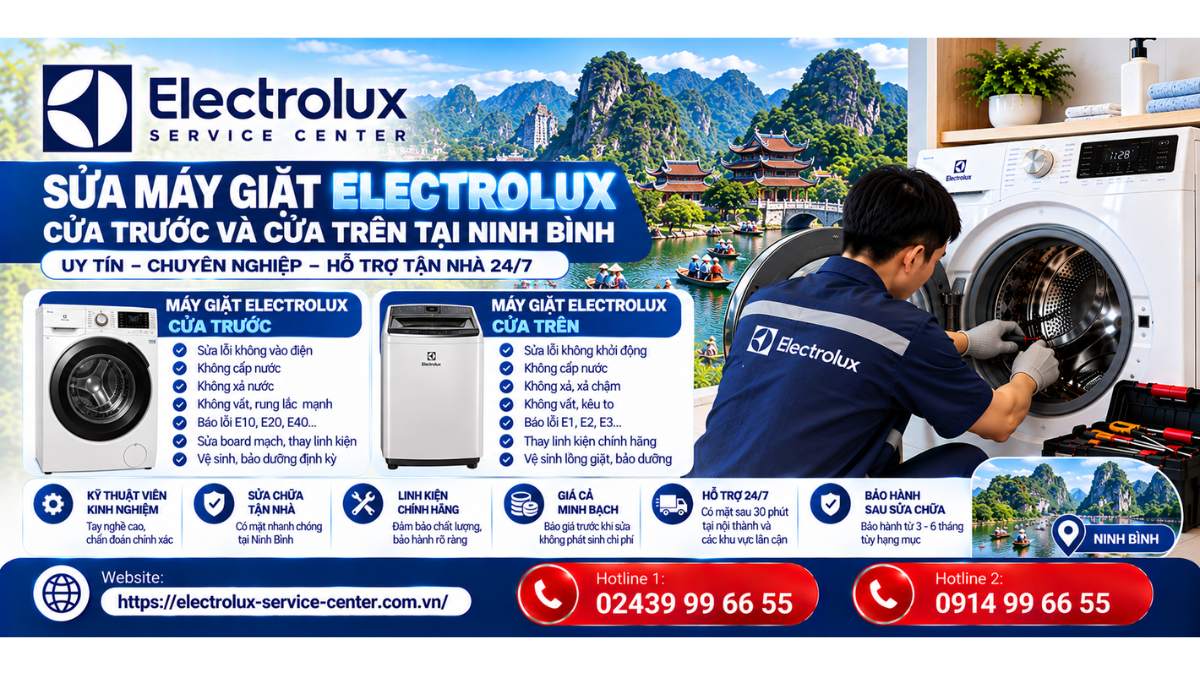 Sửa Máy Giặt Electrolux Cửa Trước Và Cửa Trên Tại Ninh Bình Website: https://electrolux-service-center.com.vn/