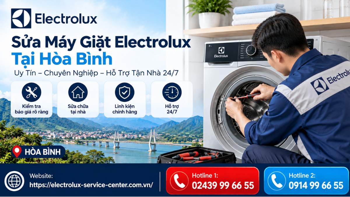 Sửa máy giặt Electrolux tại Hòa Bình Website: https://electrolux-service-center.com.vn/