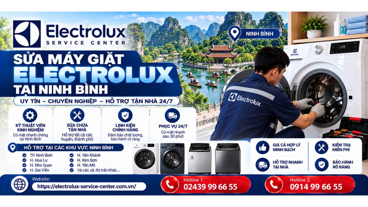 Sửa máy giặt Electrolux tại Ninh Bình Website: https://electrolux-service-center.com.vn/