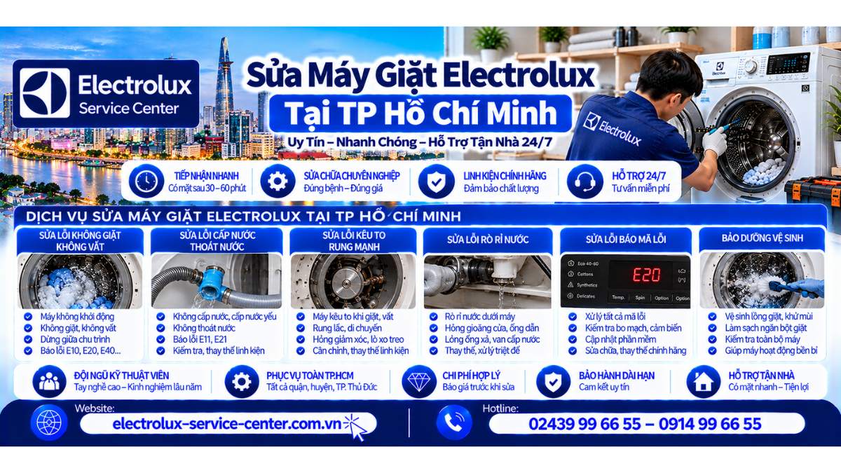 Sửa máy giặt Electrolux tại TP Hồ Chí Minh Website: https://electrolux-service-center.com.vn/